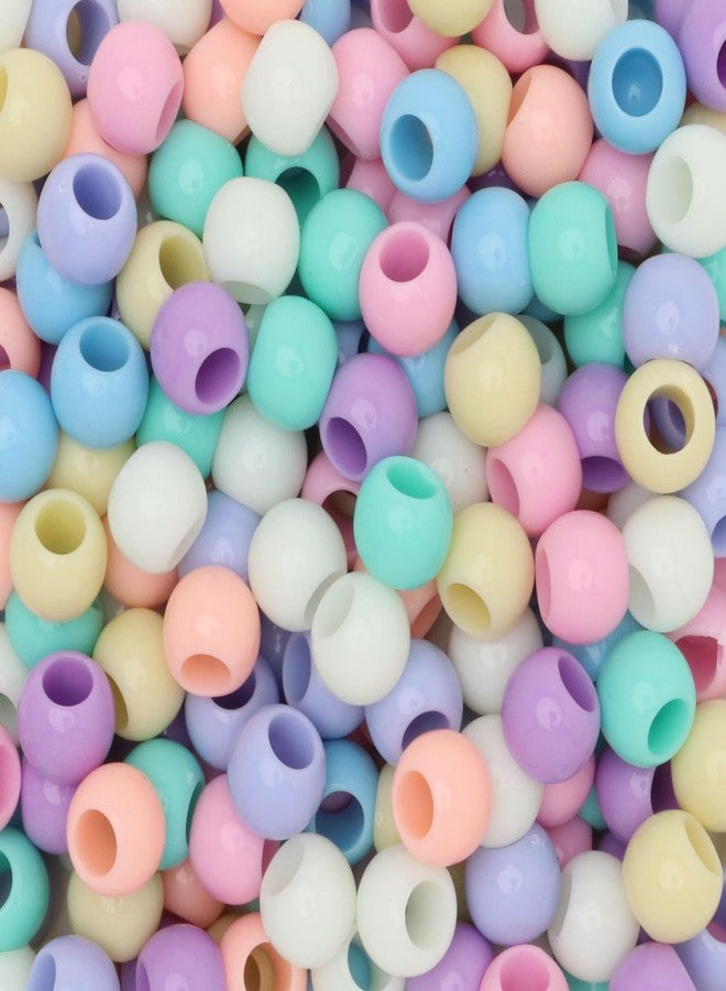 Craft Making Shop 300 Acrylic Large Hole Beads for Crafts and for Hair 10mm x 12mm Acrylic Barrel Beads with 5.7mm Large Hole, Pastel Assortment - Image 1