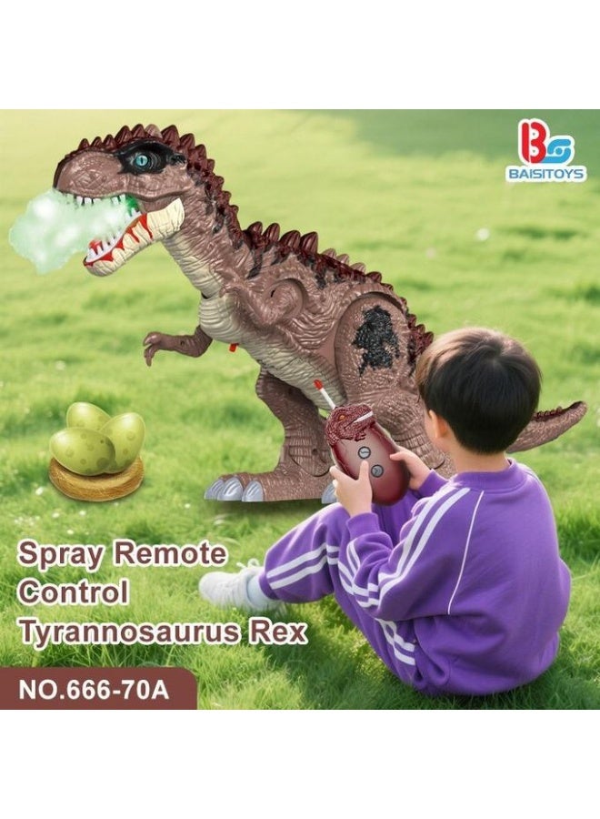 لعبة ديناصور ريموت كنترول للأطفال – بخاصية الرش والمشي ووضع البيض – تصميم تيرانوصور واقعي مع تأثير الضباب – لعبة تفاعلية تعليمية – تشمل بيض ديناصور وجهاز تحكم – مناسبة من عمر 3 سنوات – اللون قد يختلف - Image 4