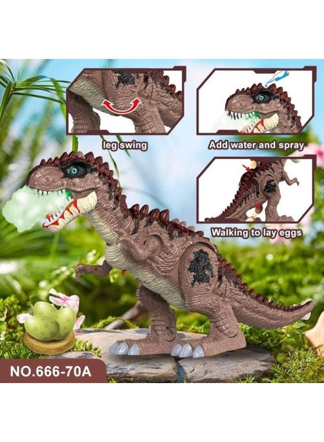 لعبة ديناصور ريموت كنترول للأطفال – بخاصية الرش والمشي ووضع البيض – تصميم تيرانوصور واقعي مع تأثير الضباب – لعبة تفاعلية تعليمية – تشمل بيض ديناصور وجهاز تحكم – مناسبة من عمر 3 سنوات – اللون قد يختلف - Image 1