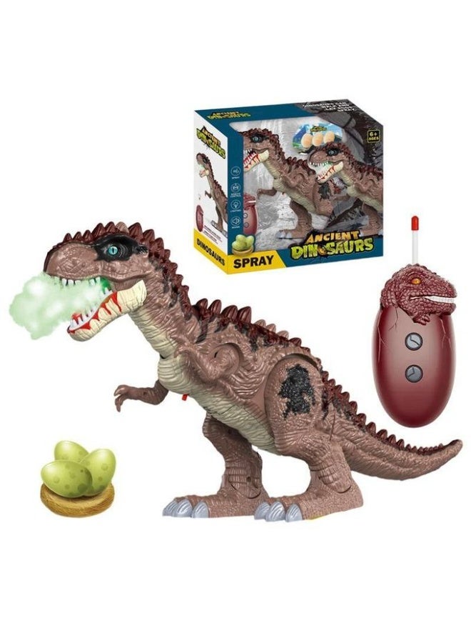 لعبة ديناصور ريموت كنترول للأطفال – بخاصية الرش والمشي ووضع البيض – تصميم تيرانوصور واقعي مع تأثير الضباب – لعبة تفاعلية تعليمية – تشمل بيض ديناصور وجهاز تحكم – مناسبة من عمر 3 سنوات – اللون قد يختلف - Image 2