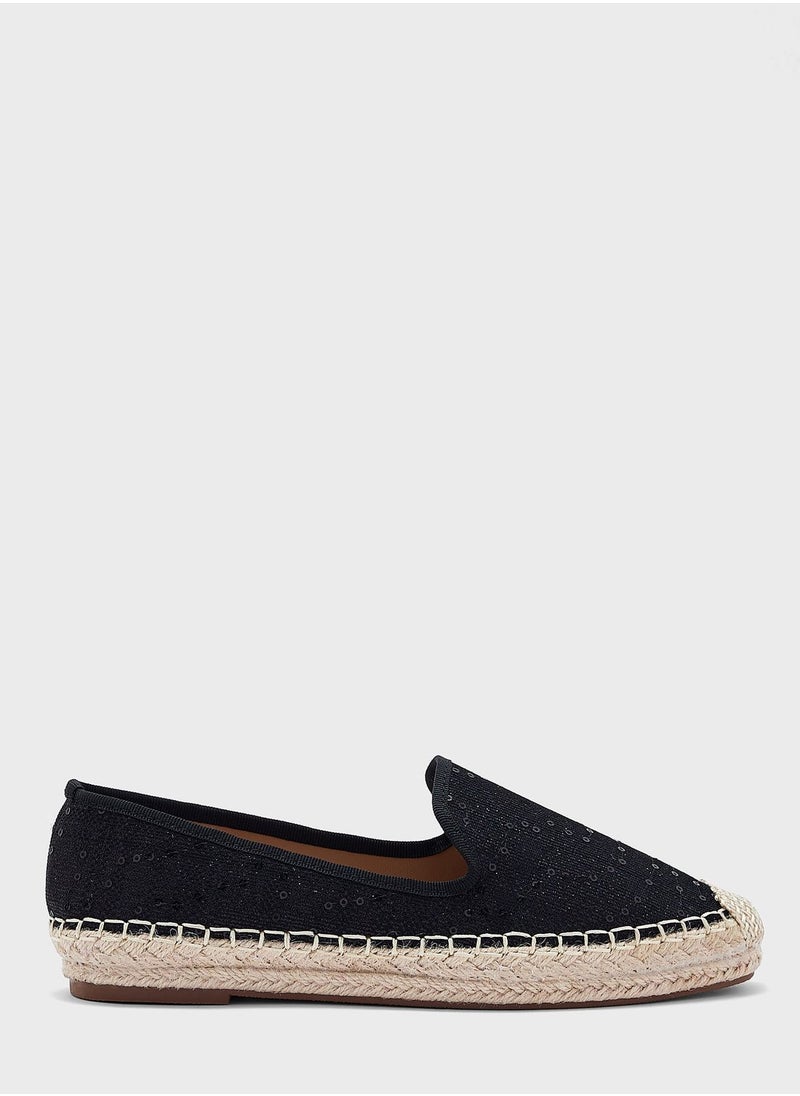 ELLA - Beige Sequin  Espadrille - Image 1