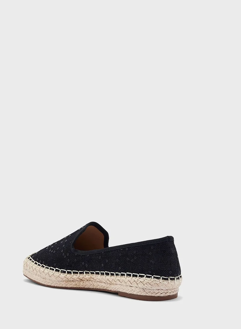 ELLA Beige Sequin  Espadrille