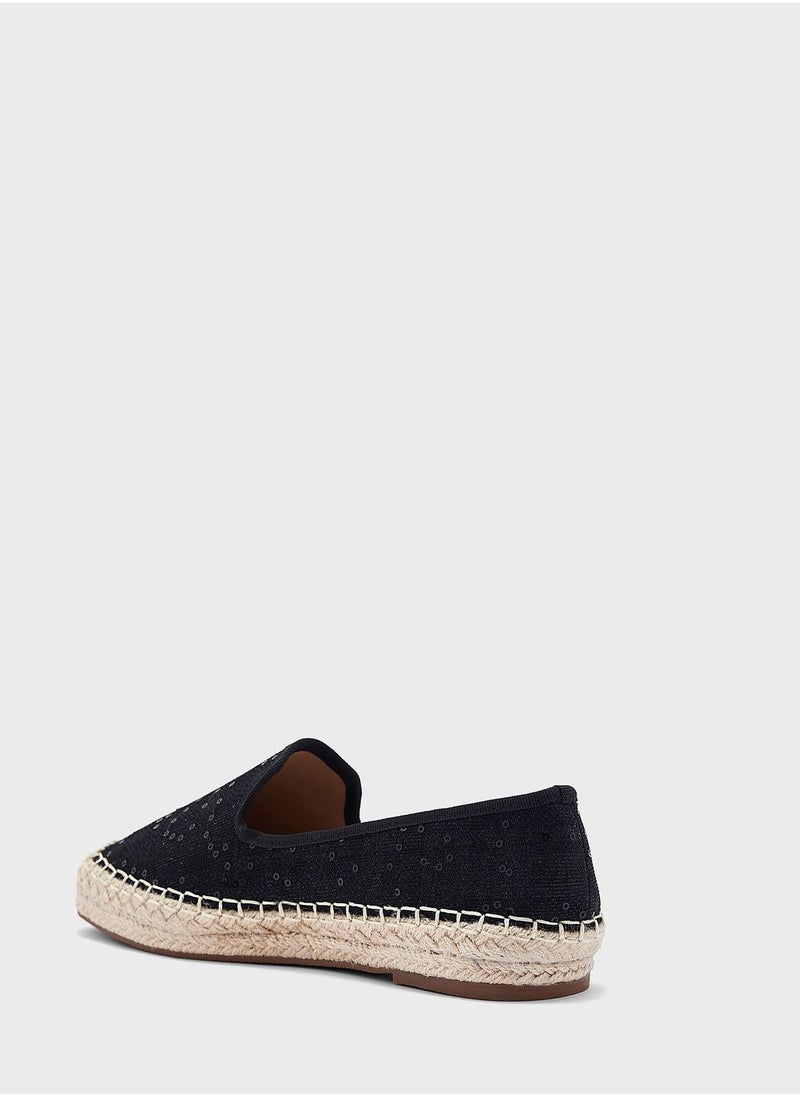 ELLA - Beige Sequin  Espadrille - Image 1