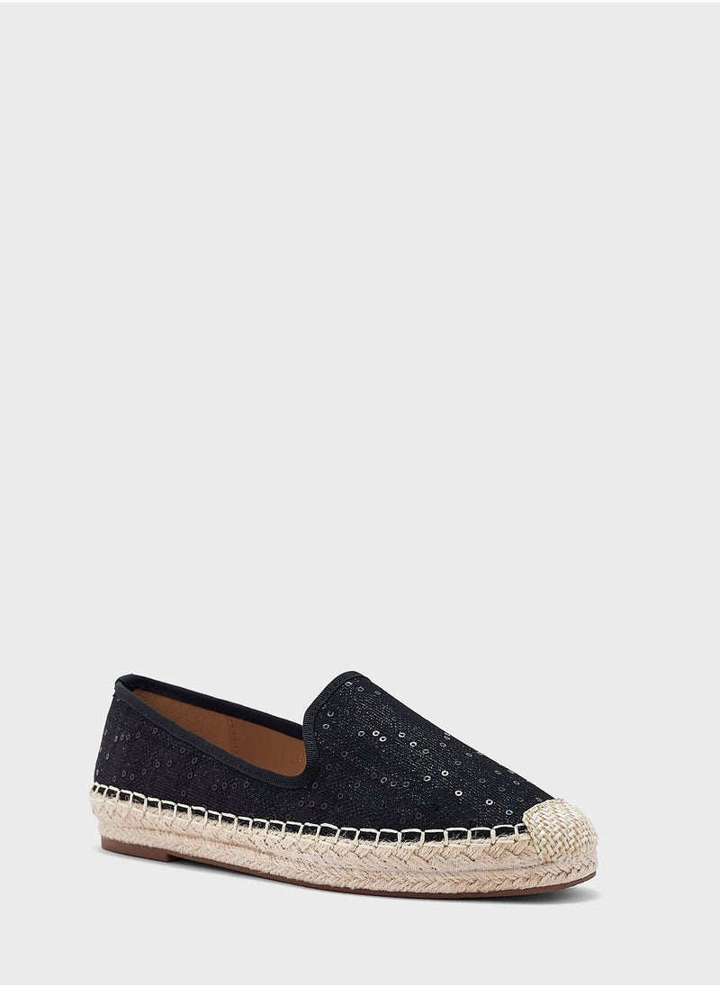 ELLA - Beige Sequin  Espadrille - Image 1