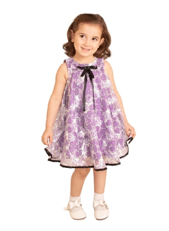 Summer children's girls' dress - colors and graphics in the shape of beautiful hearts - short to the knee - excellent detailing and suitable for age  - Image 1