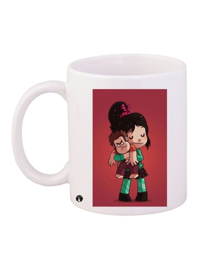 RYN Cartoon Printed Coffee Mug White/Red/Green 11ounce