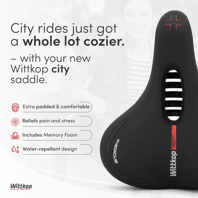Wittkop Bike Seat, Waterproof Bicycle Saddle for Comfort, Mountain & Road Biking, Wide Bike Seats for Men & Women, BMX, MTB, Bike Seat Comfort, Waterproof Bike Saddle with Innovative 5-Zone-Concept - Image 2