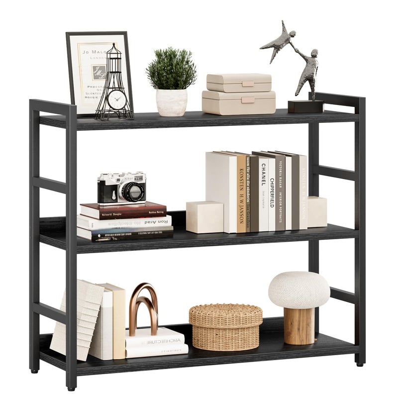NUMENN Bookshelf, 4 Tier Bookshelves, Home Office Bookcase Shelf Storage Organizer, Free Standing Storage Shelving Unit for Bedroom, Living Room and Home Office, Black - Image 1