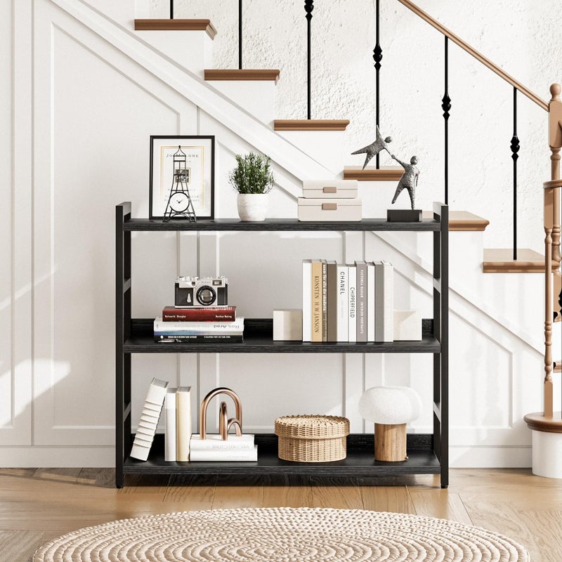 NUMENN Bookshelf, 4 Tier Bookshelves, Home Office Bookcase Shelf Storage Organizer, Free Standing Storage Shelving Unit for Bedroom, Living Room and Home Office, Black - Image 4