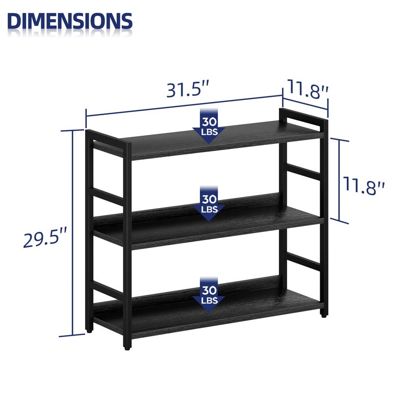 NUMENN Bookshelf, 4 Tier Bookshelves, Home Office Bookcase Shelf Storage Organizer, Free Standing Storage Shelving Unit for Bedroom, Living Room and Home Office, Black - Image 2