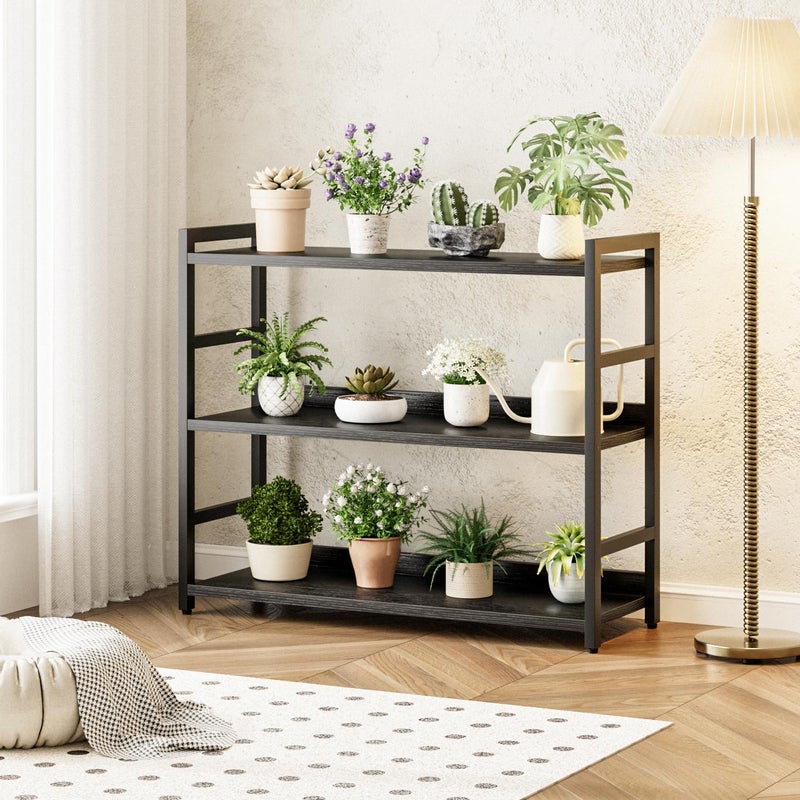 NUMENN Bookshelf, 4 Tier Bookshelves, Home Office Bookcase Shelf Storage Organizer, Free Standing Storage Shelving Unit for Bedroom, Living Room and Home Office, Black - Image 5