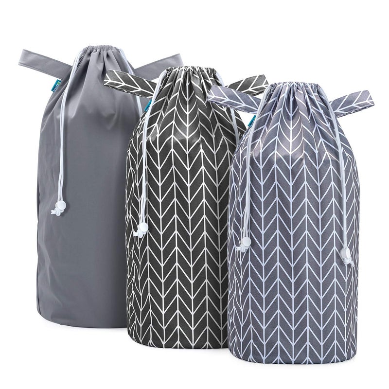 Teamoy Teamoy Pail Liner for Cloth DiaperPack of 3 Reusable Diaper Pail Wet Bag with Drawstring Fits for Dekor Ubbi Diaper Pails Gray Gray Arrows Black Arrows