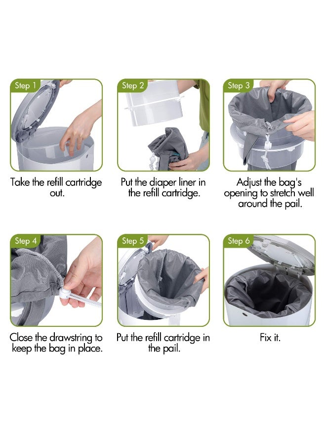 Teamoy Pail Liner for Cloth Diaper(Pack of 3), Reusable Diaper Pail Wet Bag with Drawstring, Fits for Dekor, Ubbi Diaper Pails, Gray +Gray Arrows +Black Arrows - Image 5