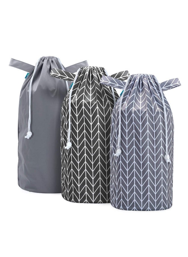 Teamoy Pail Liner for Cloth Diaper(Pack of 3), Reusable Diaper Pail Wet Bag with Drawstring, Fits for Dekor, Ubbi Diaper Pails, Gray +Gray Arrows +Black Arrows - Image 1