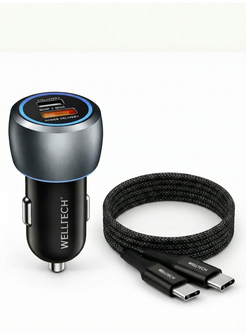 WELLTECH 52.5W Fast Car Charger PD 30W + QC 22.5W Dual Port USB & Type-C Adapter, Super Fast Charging for iPhone, Samsung, Android Devices - Image 5