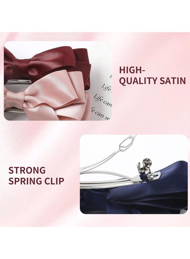 general 4 Pcs Ladies Hair Clips Tassel Ribbon Bow Long Tail Hair Clips, Ladies Hair Clips Girls Hair Clips, Solid Colour Hair Clips Long Hair Accessories Hair Clips Claw Ribbon Bow Hair Clips - Image 2