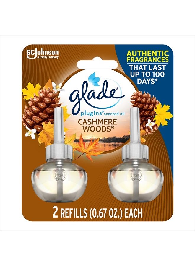 Glade عبوات إعادة تعبئة معطر الهواء، زيوت عطرية وأساسية للمنزل والحمام، خشب الكشمير، 1.34 أونصة سائلة، 2 عدد - Image 1