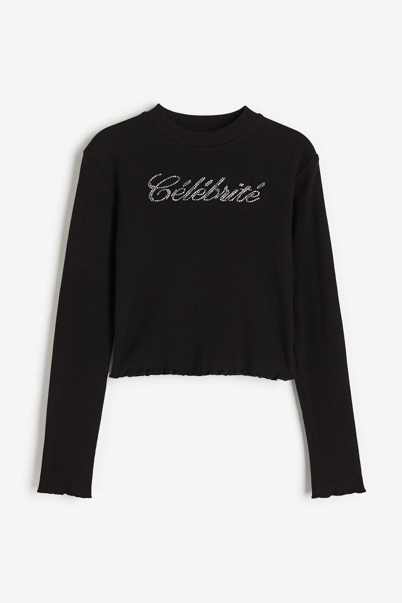 اتش اند ام بلوزة قصيرة من الجيرسيه القطني المرن