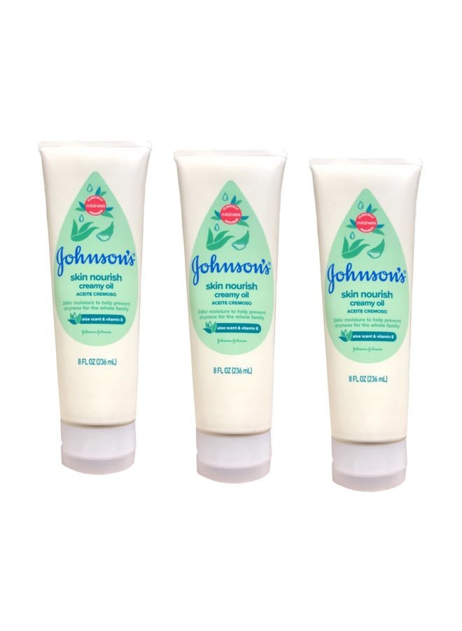 Johnson's Baby Creamy Oil with Aloe & Vitamin E, Moisturizing Baby Body Lotion for Delicate Skin, Hypoallergenic and Free of Parabens, Phthalates, and Dyes, 8 Fl Oz, Pack of 3 - Image 1