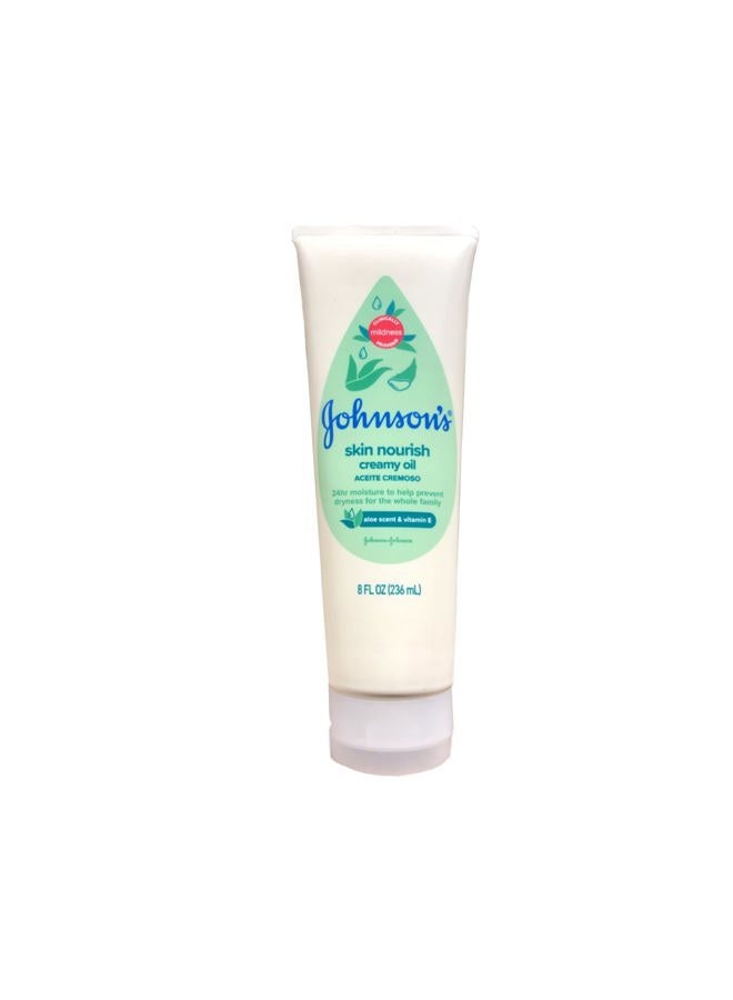 Johnson's Baby Creamy Oil with Aloe & Vitamin E, Moisturizing Baby Body Lotion for Delicate Skin, Hypoallergenic and Free of Parabens, Phthalates, and Dyes, 8 Fl Oz, Pack of 3 - Image 2