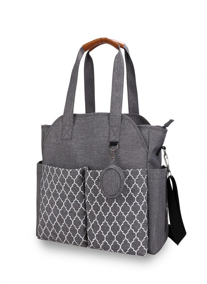 Generic Multifunctional Signature Diaper Bag With Changing Mat - Grey  - Image 1