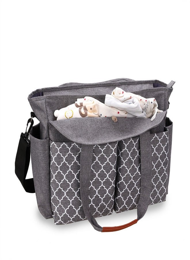 Generic Multifunctional Signature Diaper Bag With Changing Mat - Grey  - Image 3