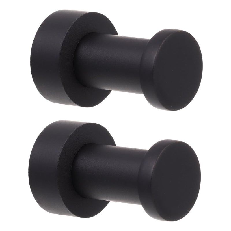 2Pcs Black Round Towel Hooks for Bathroom Shower Door Hangers - Image 2