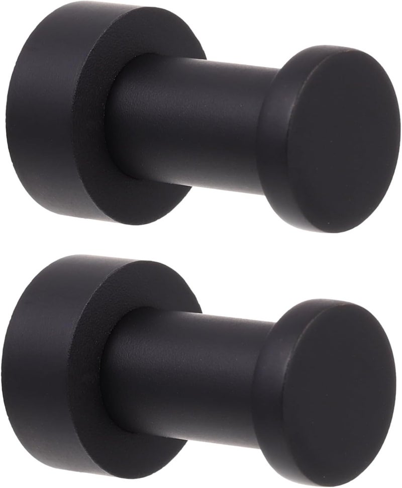 2Pcs Black Round Towel Hooks for Bathroom Shower Door Hangers - Image 1