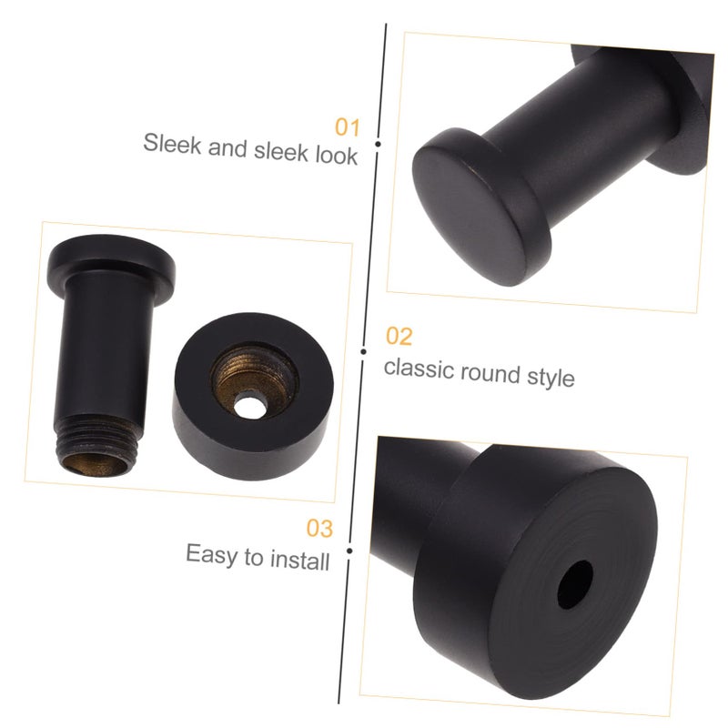 2Pcs Black Round Towel Hooks for Bathroom Shower Door Hangers - Image 4