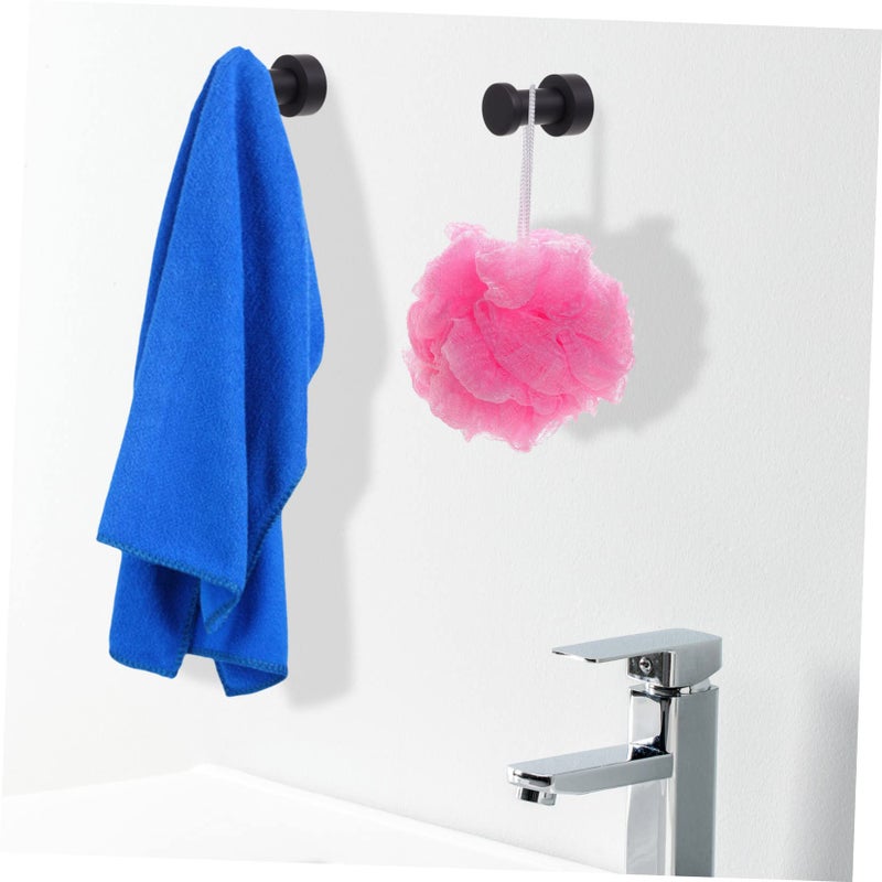 2Pcs Black Round Towel Hooks for Bathroom Shower Door Hangers - Image 5