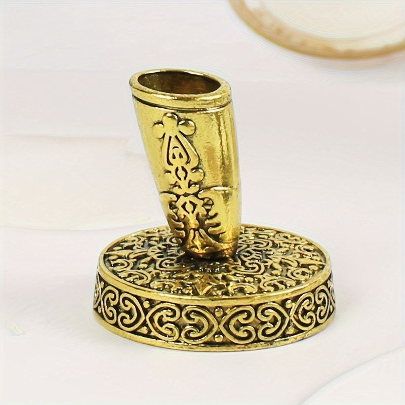 Rose Golden European Style Pen Holder Diagonal Design Intricate Carving 3D Office Desk - Image 4