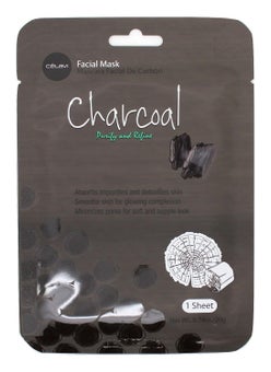 Celavi Cosmetics Celavi Essence Facial Mask Paper Sheet Korea Skin Care Moisturizing 12 Pack (Charcoal) 