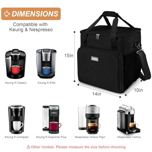 BAGLHER Coffee Maker Travel Bag Compatible with Keurig K-Classic、Keurig K-Elite、Keurig K-Compact or Other Accessories, Portable Coffee Maker Case with Shoulder Strap for Travel, Black - Image 2