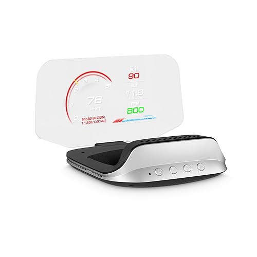 AZIJYV Heads Up Display for Cars C3, Obd2 Gauge Display with Speed, Water Temperature, Fuel Consumption, Overspeed Alarm, Specular Projection Car Speedometer Display Suitable for All Cars - Image 1