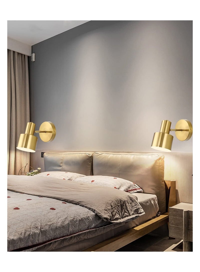 Y&D Gold Modern Wall Light Fixtures, Mounted Reading Lights, 280° Adjustable Lampshade Fixture Brass Bedside lamp Bathroom Vanity Lights for E26 base light bulbs  - Image 5