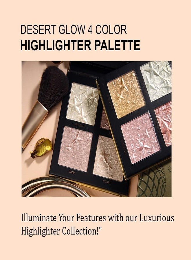 Daily Life Forever52 4 Color Palette Smooth Shine Highlighter Waterproof Long-Lasting Easy-To-Blend Shimmery Powder for Perfect Face Makeup (Desert Glow) DGH002 DGH002 - Image 5