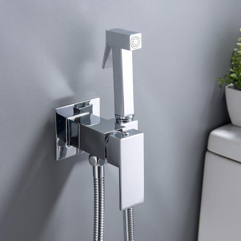 SHAMANDA Warm Water Bidet Sprayer for Toilet with Hot and Cold Brass Rough-in Valve, Stainless Steel Handheld Bidet Attachment Set for Feminine, Pets and Baby Diaper Wash, Chrome Polished, BDS08-1 - Image 2