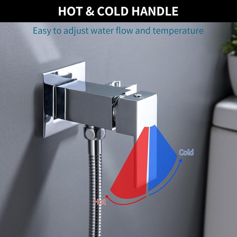 SHAMANDA Warm Water Bidet Sprayer for Toilet with Hot and Cold Brass Rough-in Valve, Stainless Steel Handheld Bidet Attachment Set for Feminine, Pets and Baby Diaper Wash, Chrome Polished, BDS08-1 - Image 3