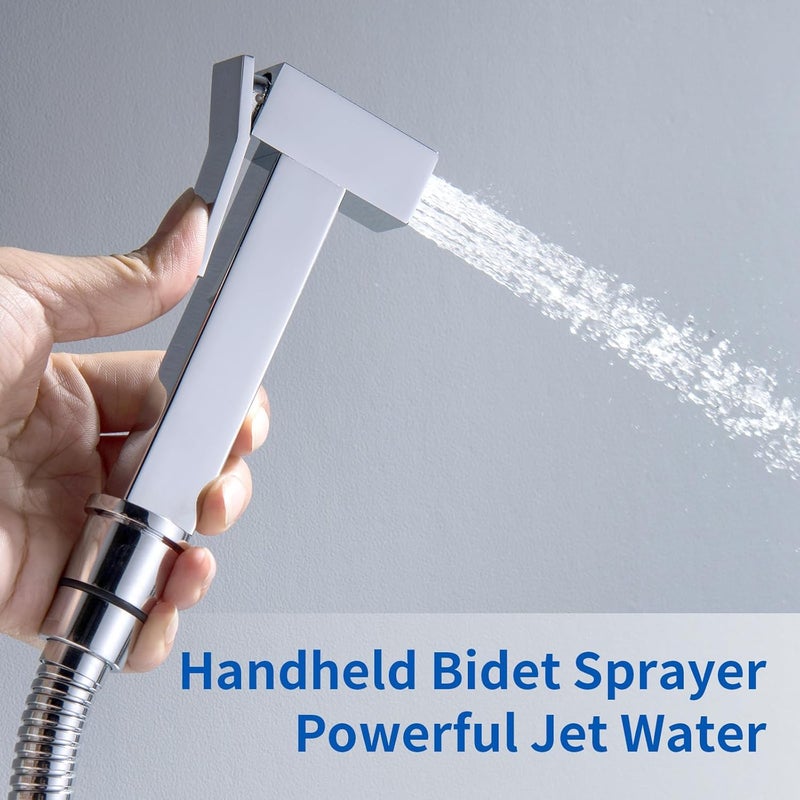 SHAMANDA Warm Water Bidet Sprayer for Toilet with Hot and Cold Brass Rough-in Valve, Stainless Steel Handheld Bidet Attachment Set for Feminine, Pets and Baby Diaper Wash, Chrome Polished, BDS08-1 - Image 4