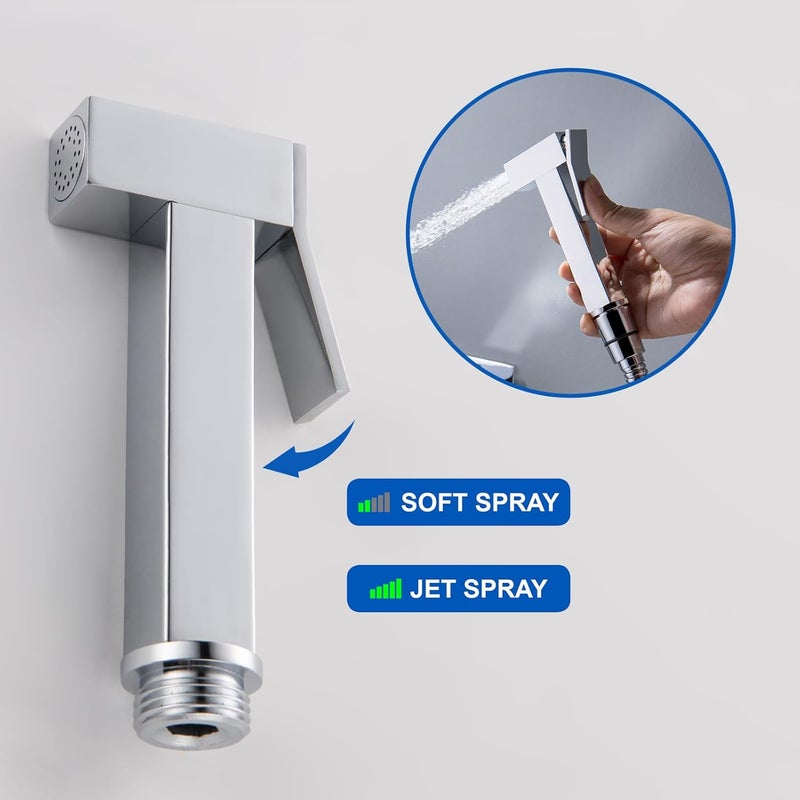 SHAMANDA Warm Water Bidet Sprayer for Toilet with Hot and Cold Brass Rough-in Valve, Stainless Steel Handheld Bidet Attachment Set for Feminine, Pets and Baby Diaper Wash, Chrome Polished, BDS08-1 - Image 5