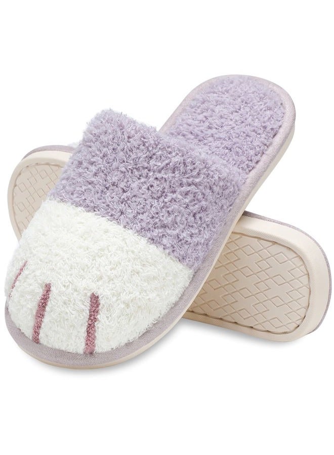 Maxtop Cute Animal Slippers for Women Soft Plush Cat Paw House Slippers with Cozy Memory Foam Slip-on Indoor Outdoor Slippers Size 9 10 Creative Gifts for Women Men - Image 1
