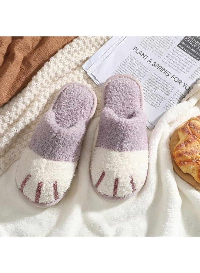 Maxtop Cute Animal Slippers for Women Soft Plush Cat Paw House Slippers with Cozy Memory Foam Slip-on Indoor Outdoor Slippers Size 9 10 Creative Gifts for Women Men - Image 3