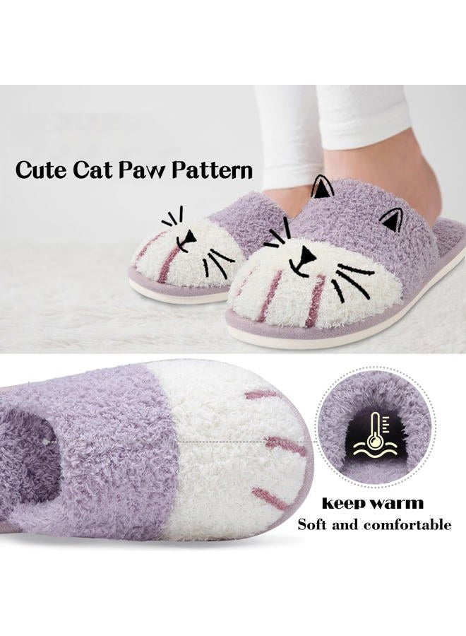 Maxtop Cute Animal Slippers for Women Soft Plush Cat Paw House Slippers with Cozy Memory Foam Slip-on Indoor Outdoor Slippers Size 9 10 Creative Gifts for Women Men - Image 2