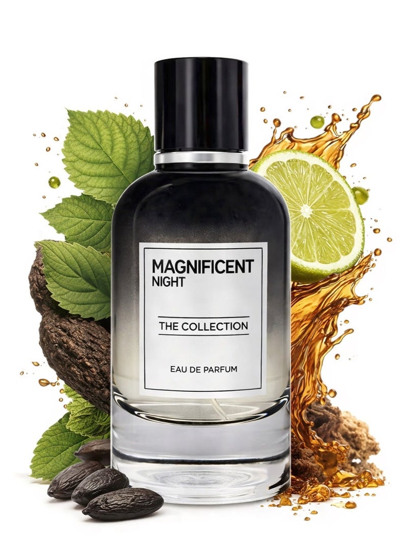 Orchid Magnificent Night Pour Homme Eau de Parfum 100ml for Men | Long Lasting Fresh Spicy Woody Perfume | Bergamot, Juniper Berries, Coriander | Leather, Tonka, Patchouli - Image 1