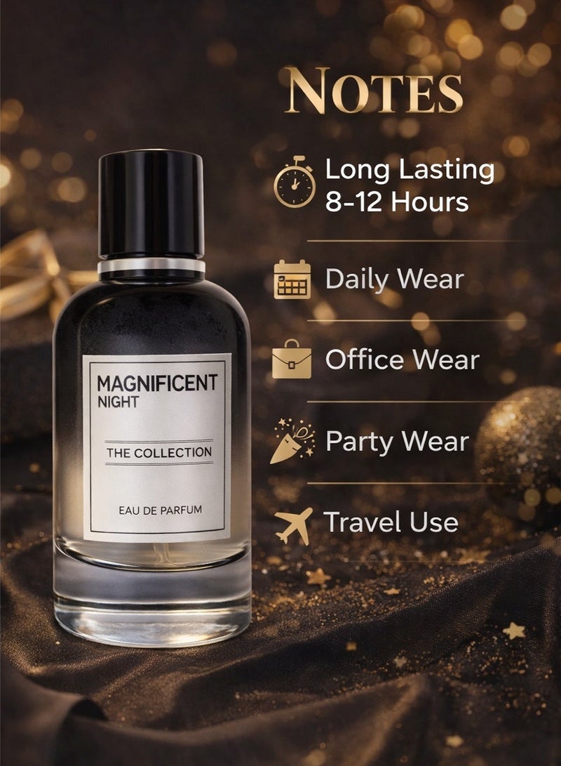Orchid Magnificent Night Pour Homme Eau de Parfum 100ml for Men | Long Lasting Fresh Spicy Woody Perfume | Bergamot, Juniper Berries, Coriander | Leather, Tonka, Patchouli - Image 3