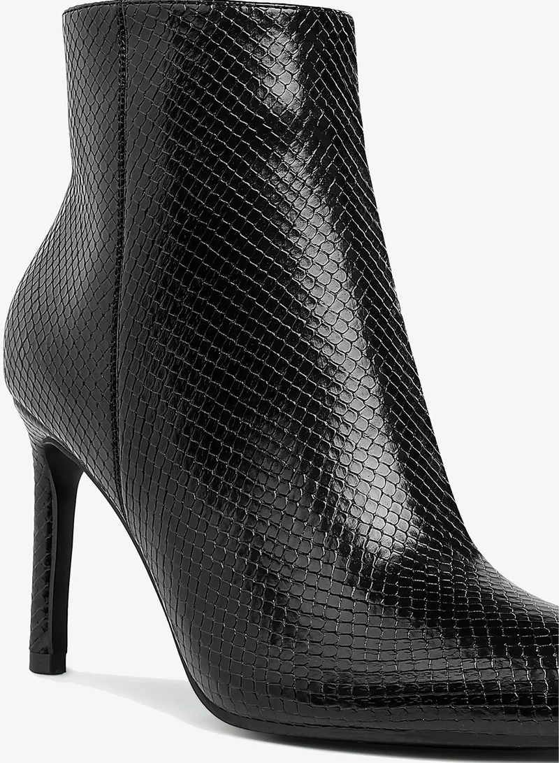 London Rag Black Textured Stiletto Heel Ankle Boots in Black for Women | Best Price UAE