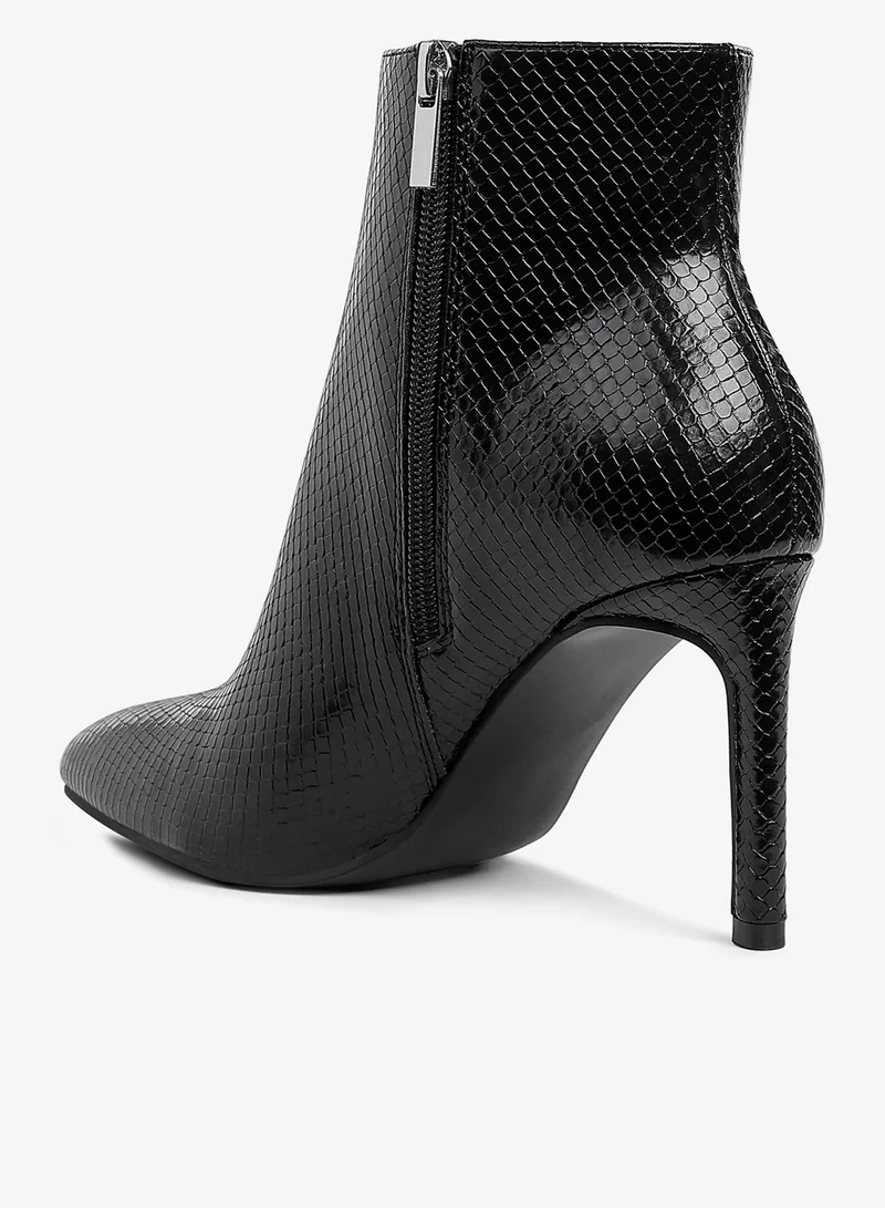 London Rag Black Textured Stiletto Heel Ankle Boots in Black for Women | Best Price UAE