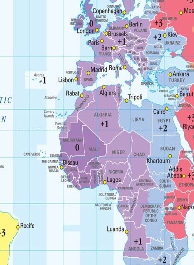 MapSherpa Cosmographics: Time Zone Wall Map of the World - Compact - 56 x 40 cm - Front Lamination - Image 3