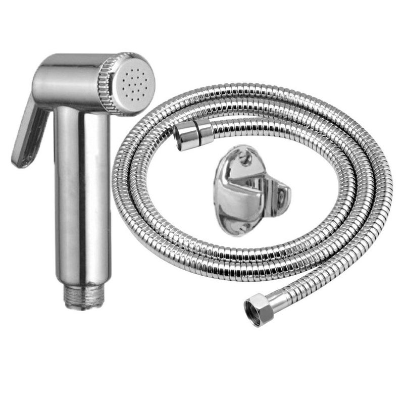 MLD MLD Plastic Jaq Jet Health Faucet with 1.5 Meter S.S Tube and Wall Hook, Taflon, Screw (Standard Size, Silver)