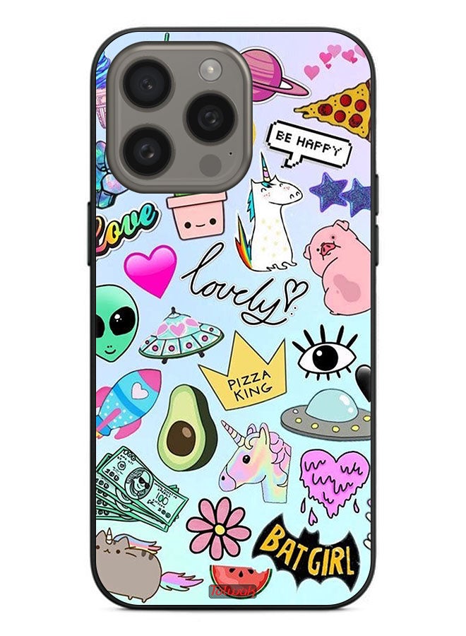 Tolwak Apple iPhone 15 Pro Max Protective Case Cover Lovely Stickers - Image 2